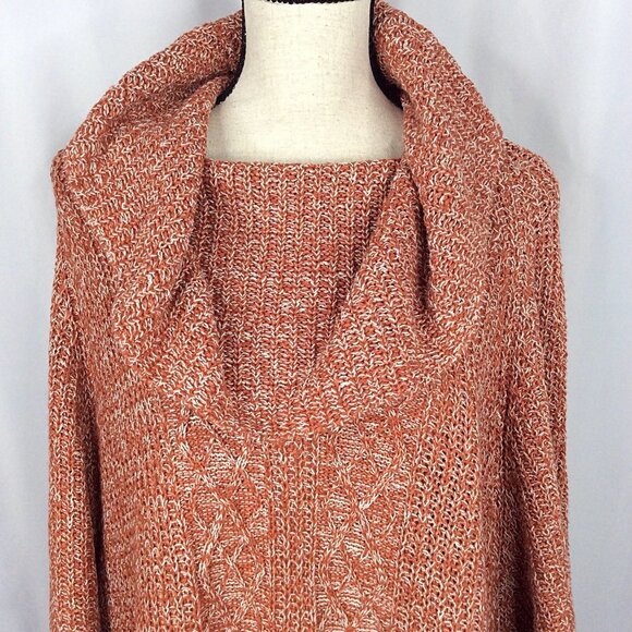 Anna Morgan Poncho Tunic Sweater One Size Cable Knit Cowl Neck Dolman - Picture 5 of 8